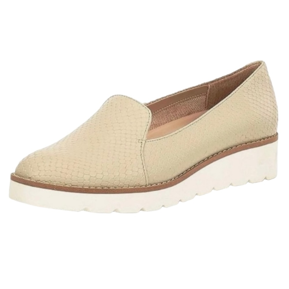 Preston & York Women's Size 7 Hannah Snake Embossed Leather Loafers Tan Cream